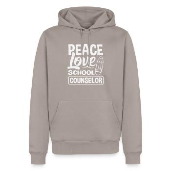 Frieden Liebe Schulberater Grafik - Männer Premium Bio Hoodie - Taupe - Vorne - Nico (187cm)
