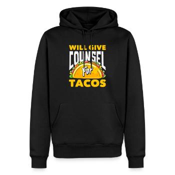 Un conseiller scolaire donne des conseils pour les tacos - Sweat à capuche Premium bio Homme - noir - Devant - Nico (187cm)