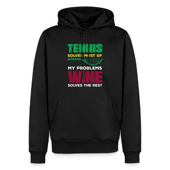 Joueurs de tennis : le tennis résout la plupart des problèmes - Sweat à capuche Premium bio Homme - noir - Devant - Nico (187cm)