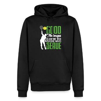 Tennis Spieler Gute Dinge Kommen - Männer Premium Bio Hoodie - Schwarz - Vorne - Nico (187cm)