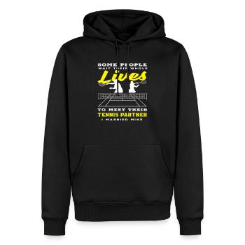 Certains attendent des partenaires de tennis - Sweat à capuche Premium bio Homme - noir - Devant - Nico (187cm)