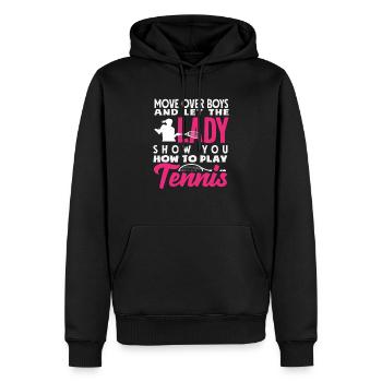 Tennis Spieler Lass Die Dame Zeigen - Männer Premium Bio Hoodie - Schwarz - Vorne - Nico (187cm)