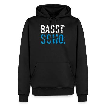 Basst Scho - ohne ois in zwoa Farbn - Männer Premium Bio Hoodie - Schwarz - Vorne - Nico (187cm)