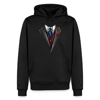 Tuxedo Tie Designs Tie blue - Männer Premium Bio Hoodie - Schwarz - Vorne - Nico (187cm)