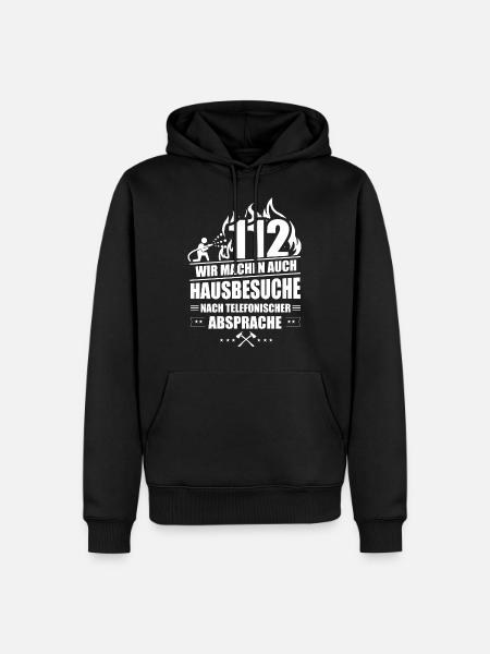 Feuerwehr Hausbesuche 112 - Männer Premium Bio Hoodie - Schwarz