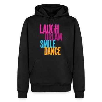 Laugh Dream Smile Dance - Dance Shirts - Männer Premium Bio Hoodie - Schwarz - Vorne - Nico (187cm)