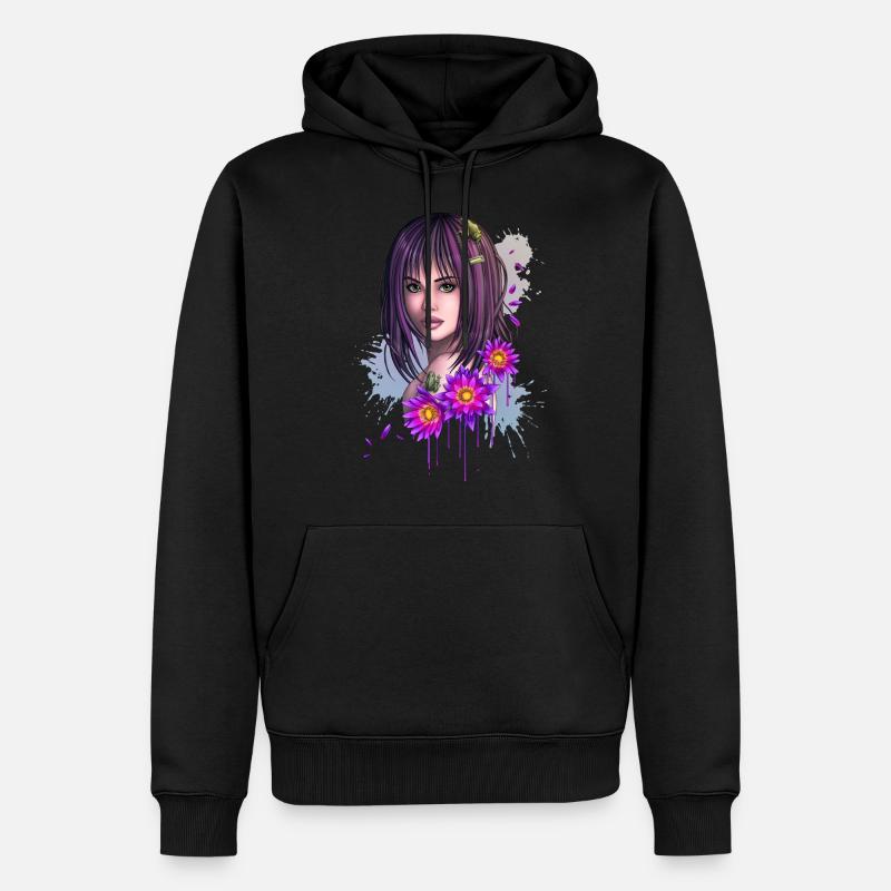 Frosch-Mädchen-Gesicht - Männer Premium Bio Hoodie - Schwarz