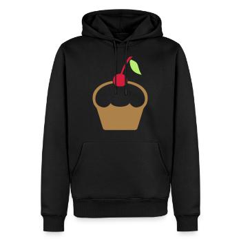 Petit gâteau à la cerise - Sweat à capuche Premium bio Homme - noir - Devant - Nico (187cm)