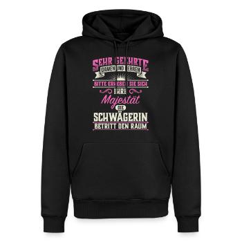 Schwägerin Schwägerinnen Geschenk Geschenkidee - Männer Premium Bio Hoodie - Schwarz - Vorne - Nico (187cm)