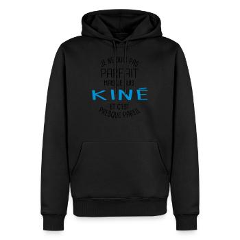 Pas parfait mais kiné - Sweat à capuche Premium bio Homme - noir - Devant - Nico (187cm)