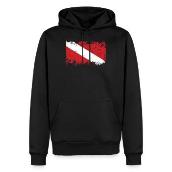 DIVE FLAG WORN Plongée/Tauchen/busseig/Mergulho/ - Sweat à capuche Premium bio Homme - noir - Devant - Nico (187cm)