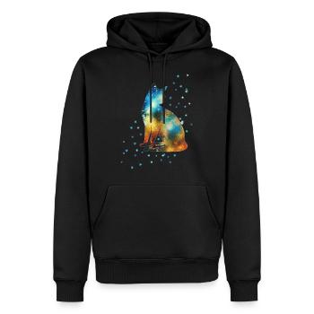Katze auf der Milchstraße Vintage Universum Sterne - Männer Premium Bio Hoodie - Schwarz - Vorne - Nico (187cm)
