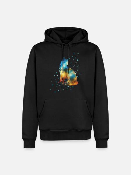 Katze auf der Milchstraße Vintage Universum Sterne - Männer Premium Bio Hoodie - Schwarz