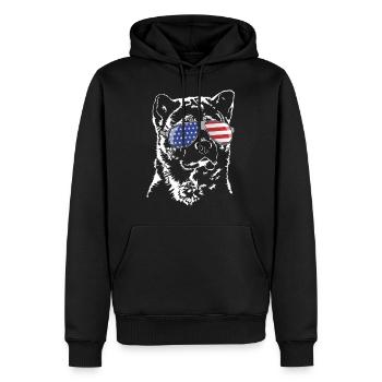 AMERICAN AKITA Sonnenbrille Amerika Fahne - Männer Premium Bio Hoodie - Schwarz - Vorne - Nico (187cm)