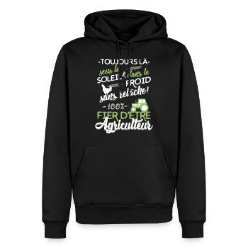 Fier d'être d'Agriculteur - Sweat à capuche Premium bio Homme - noir - Devant - Nico (187cm)