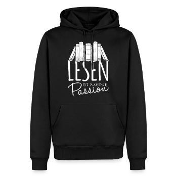 Lesen ist meine Passion - Männer Premium Bio Hoodie - Schwarz - Vorne - Nico (187cm)