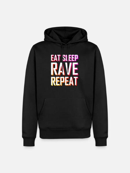 EAT SLEEP RAVE REPEAT Festival 3D font - Men’s Premium Organic Hoodie - black