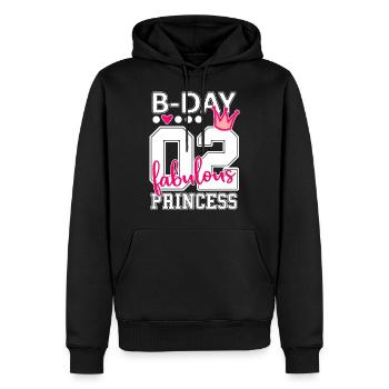 2ème anniversaire numéro 02 princesse - Sweat à capuche Premium bio Homme - noir - Devant - Nico (187cm)