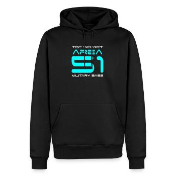 Area 51 - Männer Premium Bio Hoodie - Schwarz - Vorne - Nico (187cm)