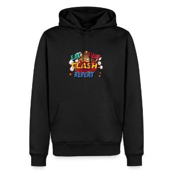 Eat, Sleep, Clash, Repeat - Männer Premium Bio Hoodie - Schwarz - Vorne - Nico (187cm)