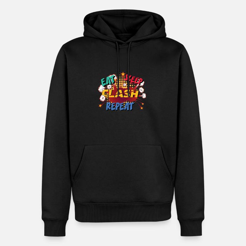 Eat, Sleep, Clash, Repeat - Männer Premium Bio Hoodie - Schwarz