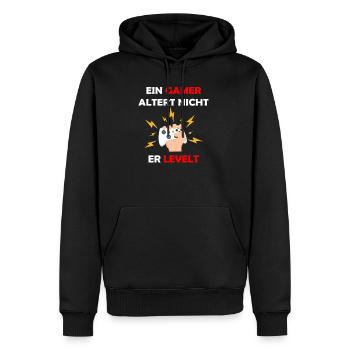 Les joueurs ne vieillissent pas, ils sont au même niveau que les joueurs - Sweat à capuche Premium bio Homme - noir - Devant - Nico (187cm)