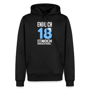 Enfin 18 ans - Sweat à capuche Premium bio Homme - noir - Devant - Nico (187cm)