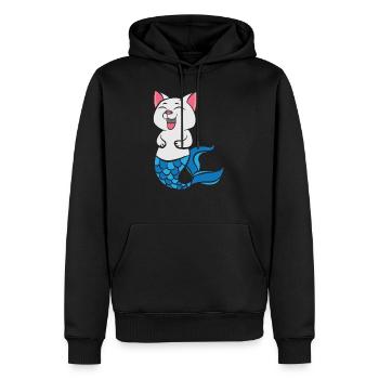 Süße lachende Meerjungfraukatze - Männer Premium Bio Hoodie - Schwarz - Vorne - Nico (187cm)