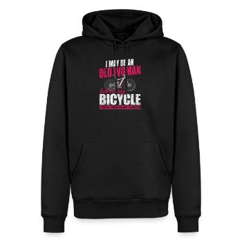 Fahrrad Alte Dame Frau Jung - Männer Premium Bio Hoodie - Schwarz - Vorne - Nico (187cm)