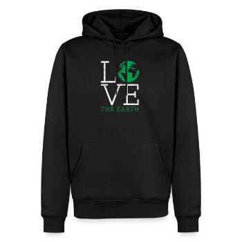 Jour de la terre - Sweat à capuche Premium bio Homme - noir - Devant - Nico (187cm)