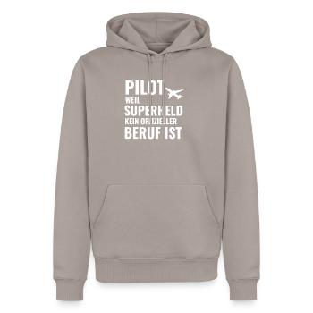 Pilot Co-Pilot Flugkapitän Luftfahrt Flugzeug - Männer Premium Bio Hoodie - Taupe - Vorne - Nico (187cm)