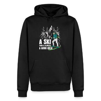 Ski Tour Tourengeher Spruch Winter Skitour - Männer Premium Bio Hoodie - Schwarz - Vorne - Nico (187cm)