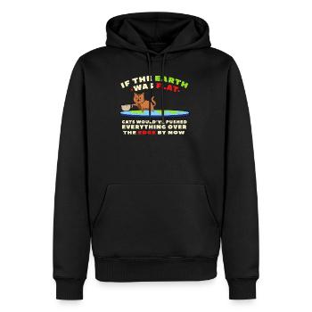 Chat drôle flatearth - Sweat à capuche Premium bio Homme - noir - Devant - Nico (187cm)