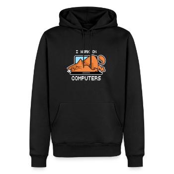 Katzen Computer - Männer Premium Bio Hoodie - Schwarz - Vorne - Nico (187cm)