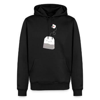 Thé sachets coeur - Sweat à capuche Premium bio Homme - noir - Devant - Nico (187cm)