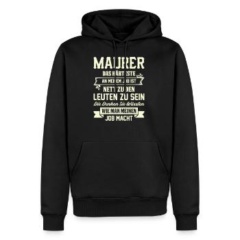 maçon - Sweat à capuche Premium bio Homme - noir - Devant - Nico (187cm)