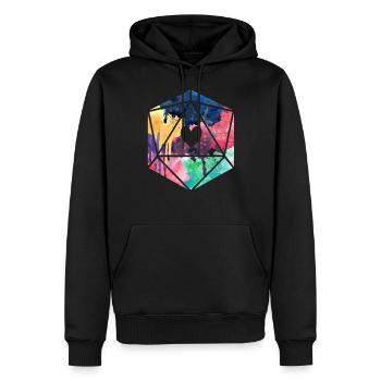 D20 Aquarell - Männer Premium Bio Hoodie - Schwarz - Vorne - Nico (187cm)