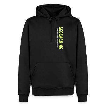 Geocaching hobby becomes too passionate gift - Men’s Premium Organic Hoodie - black - Front - Nico (187cm)