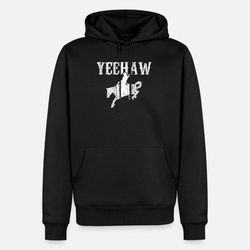 Pferd Rding Yeehaw - Männer Premium Bio Hoodie - Schwarz