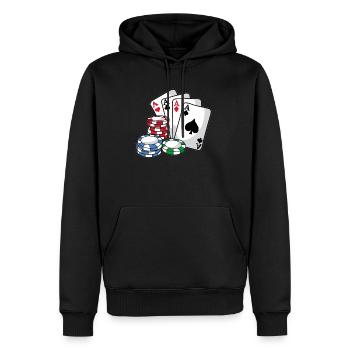 POKER Karten Pokerchips Texas Holdem Geschenk - Männer Premium Bio Hoodie - Schwarz - Vorne - Nico (187cm)