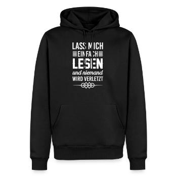 Lire des livres dir de livre - Sweat à capuche Premium bio Homme - noir - Devant - Nico (187cm)