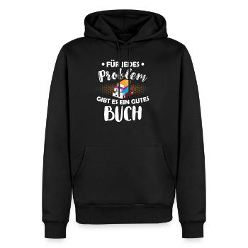 Lire des livres bookworm - Sweat à capuche Premium bio Homme - noir - Devant - Nico (187cm)