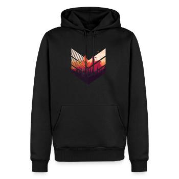 Modernes Wander Motiv - Hobby Bergsteigen - Männer Premium Bio Hoodie - Schwarz - Vorne - Nico (187cm)