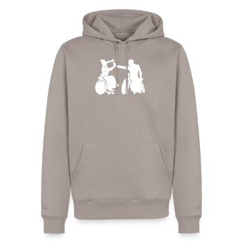 Danse en fauteuil roulant Sport Rolli Gift - Sweat à capuche Premium bio Homme - taupe - Devant - Nico (187cm)