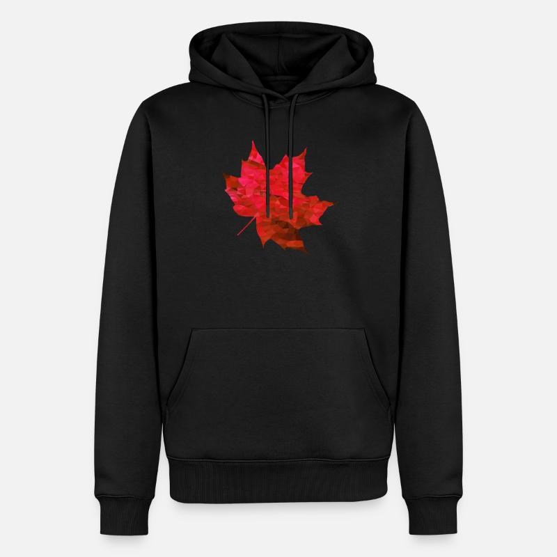 Érable Rouge Polygone - Sweat à capuche Premium bio Homme - noir