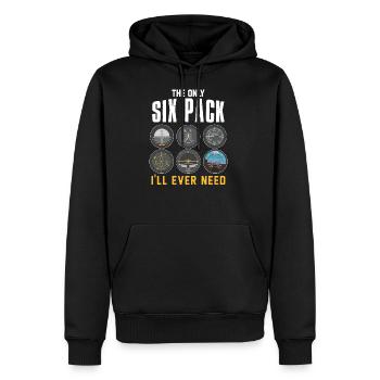 Six Pack Pilot Flugzeug - Männer Premium Bio Hoodie - Schwarz - Vorne - Nico (187cm)