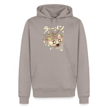 Bol de nouilles Kawaii Ramen - Sweat à capuche Premium bio Homme - taupe - Devant - Nico (187cm)