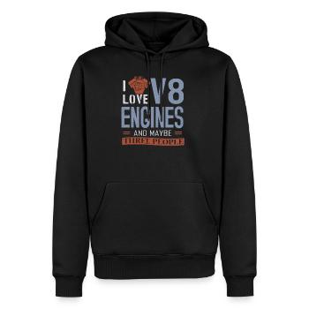 Moteur V8 Moteur Muscle Car - Sweat à capuche Premium bio Homme - noir - Devant - Nico (187cm)
