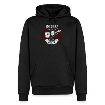 Violine Herz - Männer Premium Bio Hoodie - Schwarz - Vorne - Nico (187cm)