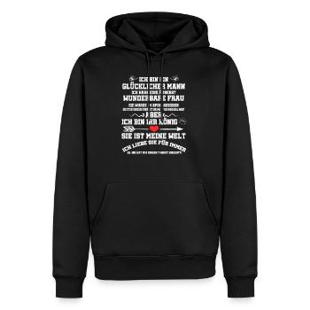 J’ai Une Très Merveilleuse Femme - Sweat à capuche Premium bio Homme - noir - Devant - Nico (187cm)